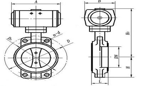 氣動高真(zhen)空蝶閥結構圖(tú) 氣動高真空蝶(dié)閥結構圖