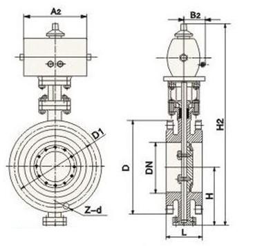 對夾式(shi)氣動硬密(mì)封蝶閥 對(dui)夾式氣動(dong)硬密封蝶(die)閥
